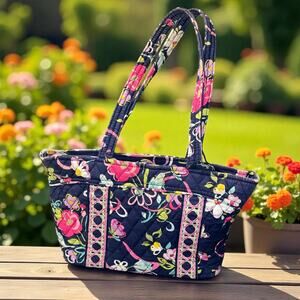 Vera Bradley Little Betsy Shoulder Bag Ribbons Floral Retired Blue Handbag Purse